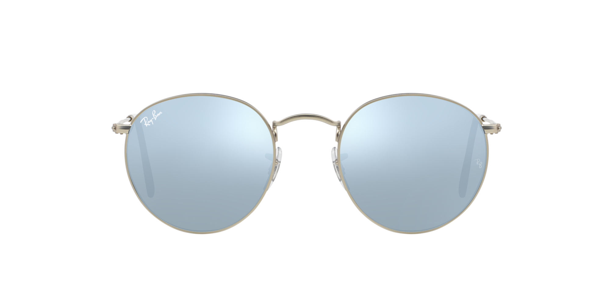 ray ban round silver flash